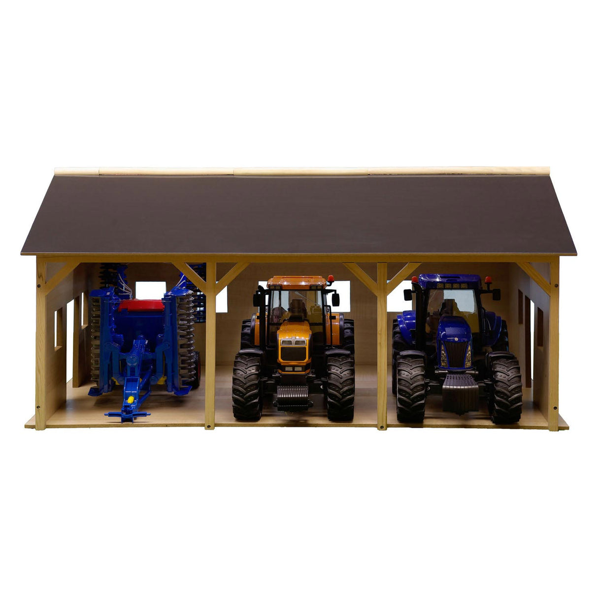 Kids Globe Globe Landbouwloods Hout Voor 3 Tractoren, 1:16