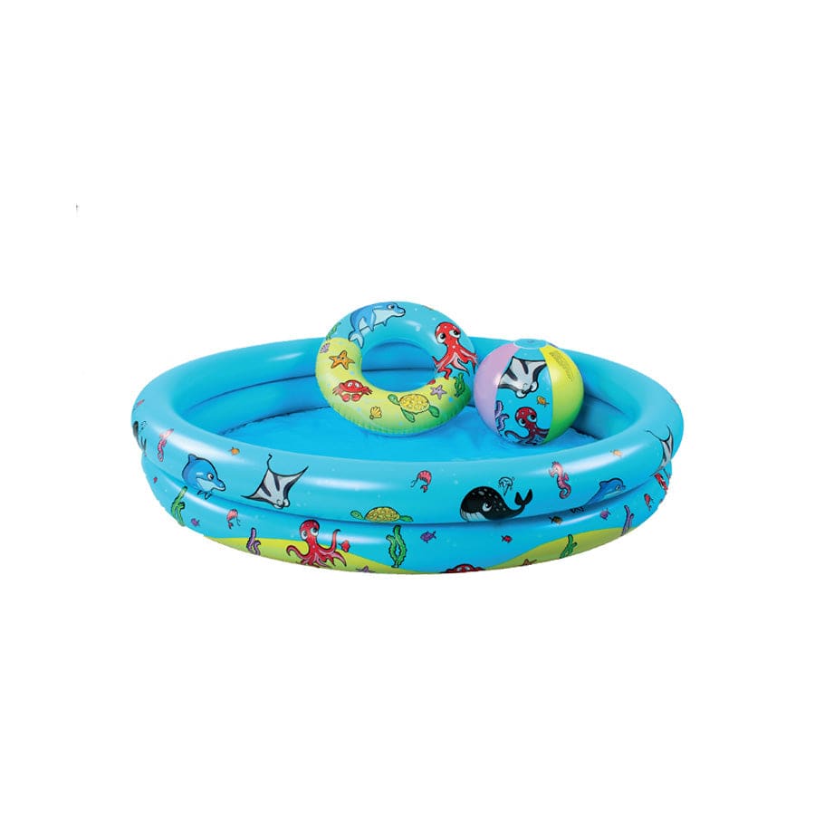 Mini marine | meerkleurig playpoolset: zwembad incl. strandbal zwemring
