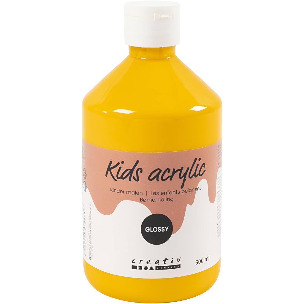 Creative company acrylverf glanzend, geel, 500 ml 1 fles