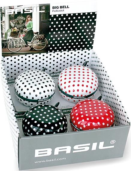 Basil fietsbel "big bell polkadot" basil big bell polkadot pos packaging, 4 pcs.