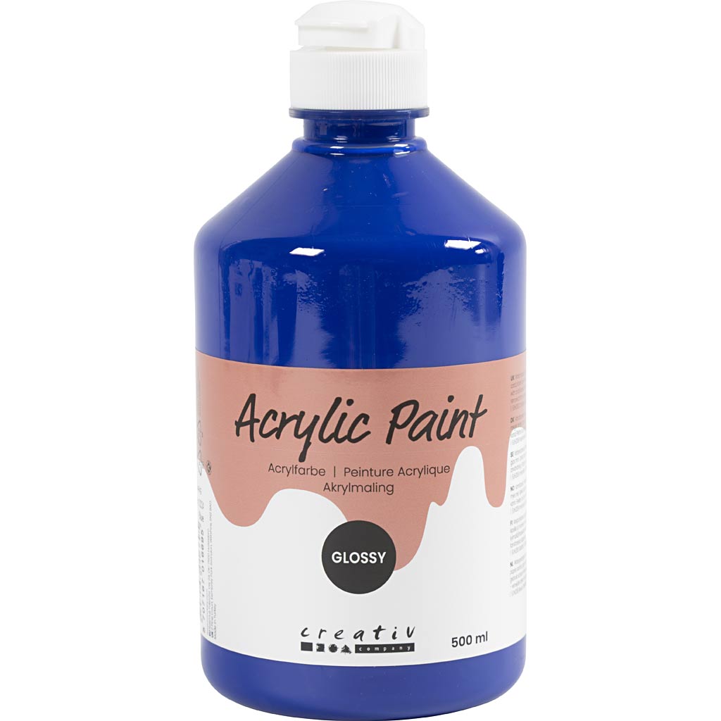 Creative company acrylverf glanzend, blauw, 500 ml 1 fles