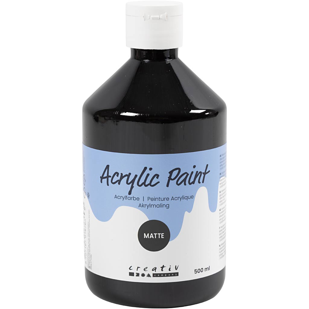 Creative company acrylverf mat, zwart, 500 ml 1 fles