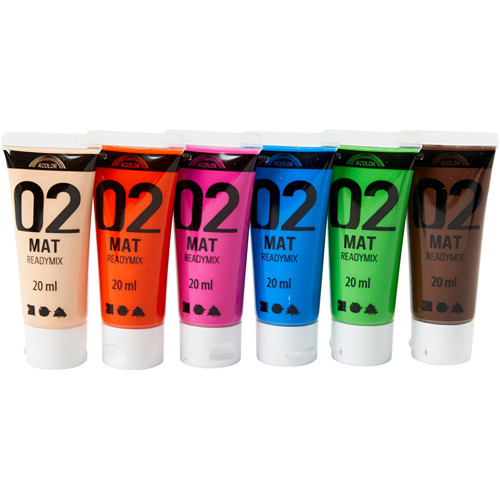Acrylverf Verschillende Kleuren, 02 - Matt, 6x20ml