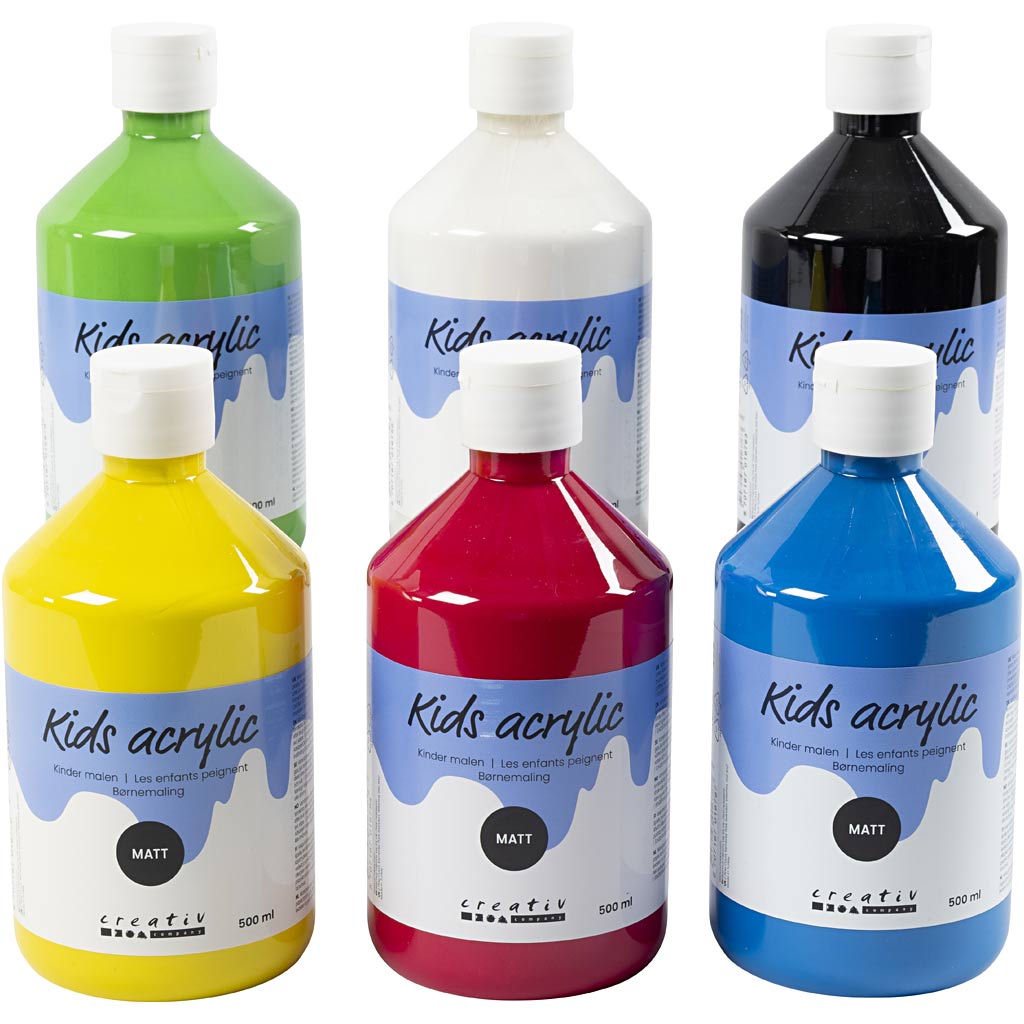 Creativ company acrylverf mat, primair kleuren, 6x500 ml 1 doos