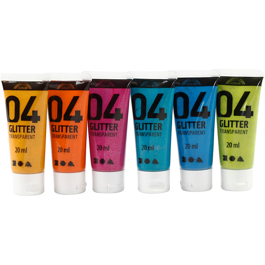 Creativ company kinder acrylverf glitter kleur, 6x20ml