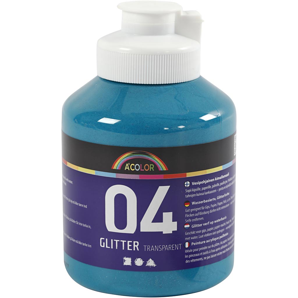 Creativ company acrylverf met glitters, turquoise, 500 ml 1 fles