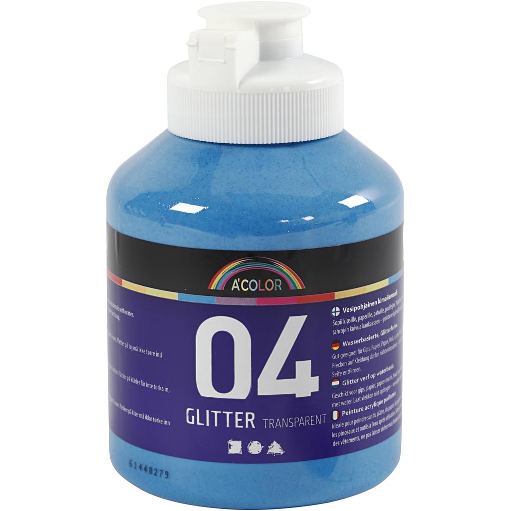 Creativ company acrylverf met glitters, blauw, 500 ml 1 fles