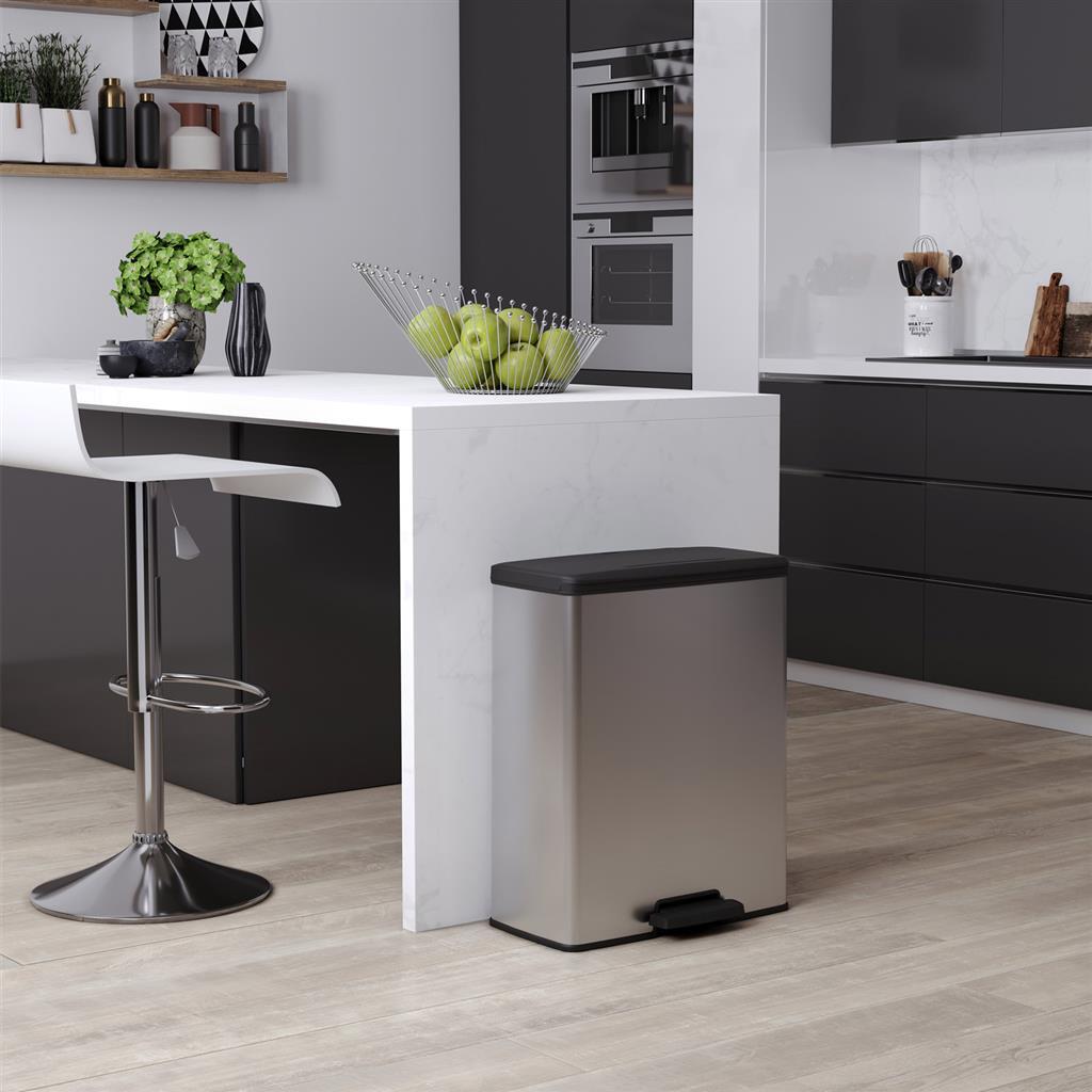 Curver pedaalemmer decobin 65l rechthoek zilver metallic
