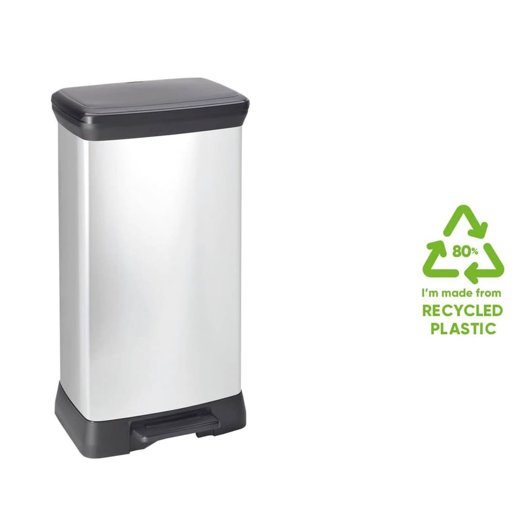 Curver pedaalemmer deco rechthoekig 50 l zilverkleurig