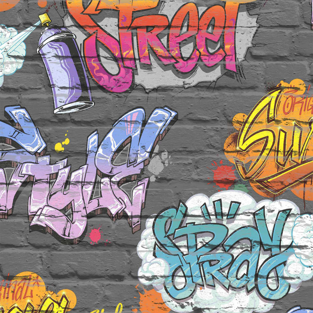 Dutch wallcoverings behang graffiti meerkleurig l179-01