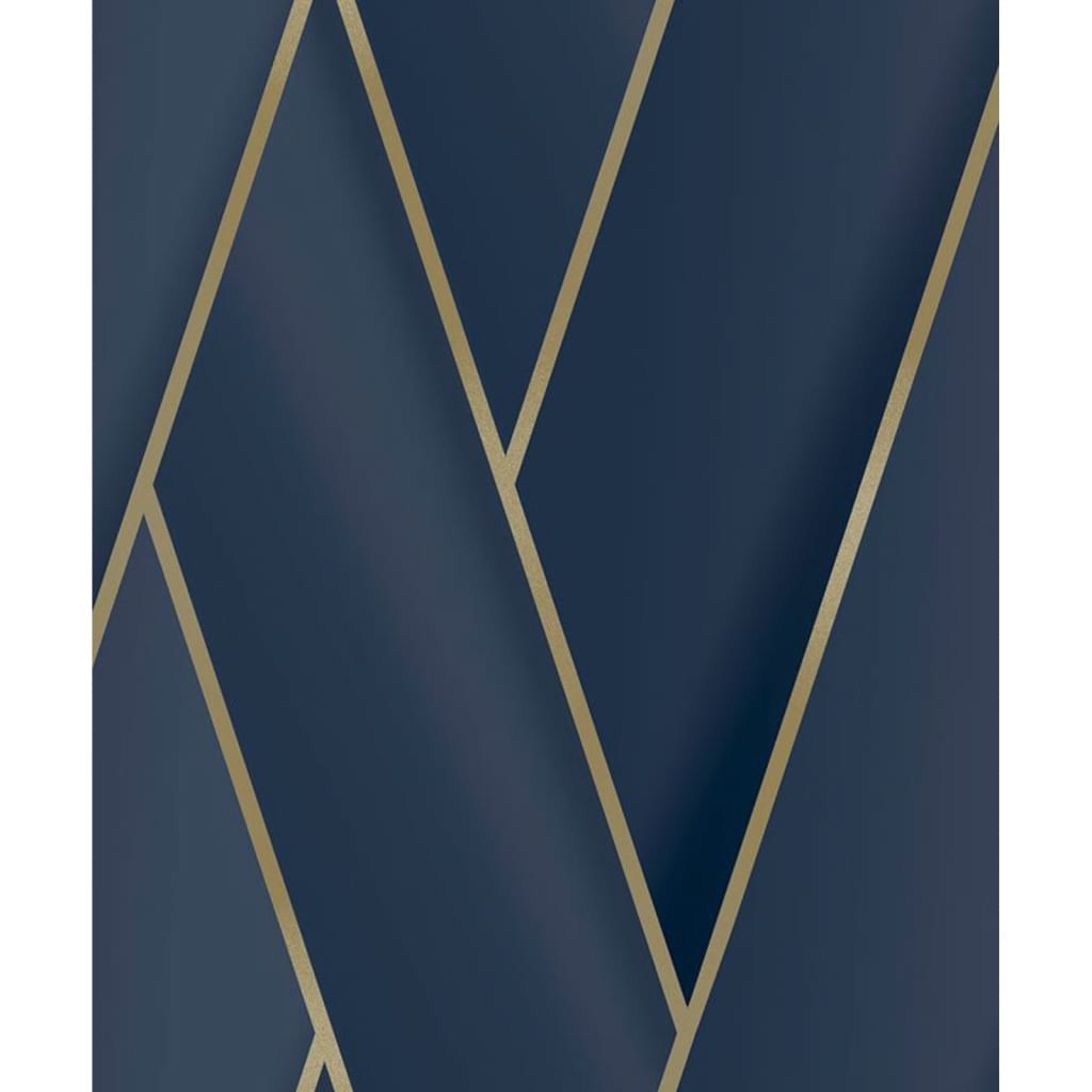 DUTCH WALLCOVERINGS DUTCH WALLCOVERINGS Behang Geometric blauw en goudkleurig