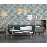 Dutch wallcoverings behang tropisch beige en lichtblauw