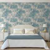 Dutch wallcoverings behang tropisch beige en lichtblauw