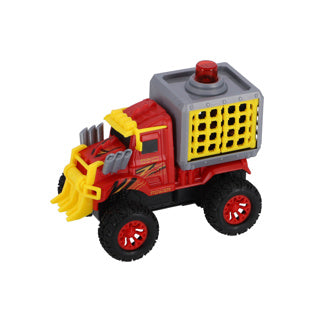 No brand truck met dino in kooi met licht en geluid 17 cm