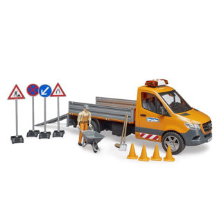 Bruder mercedes-benz sprinter wegenbouw met figuur en accessoires + licht en geluid
