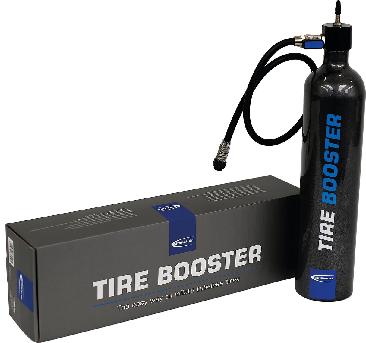 SCHWALBE mini pump "Tire Booster"max. 11 barnew tubeless-quick-mounting system, pumped up to 10 bar into the tire