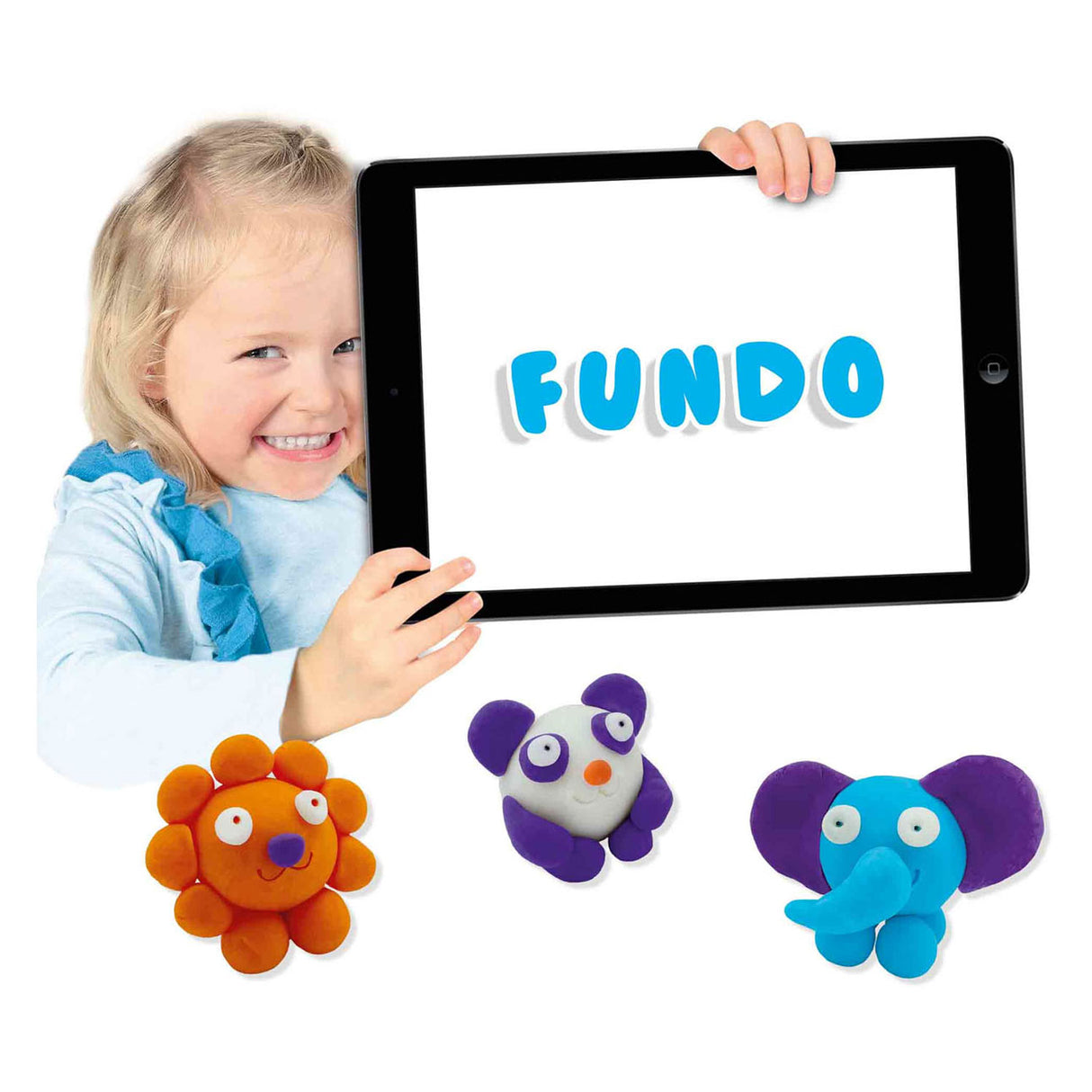 Ses fundo klei - wilde dieren - 4 kleipotjes