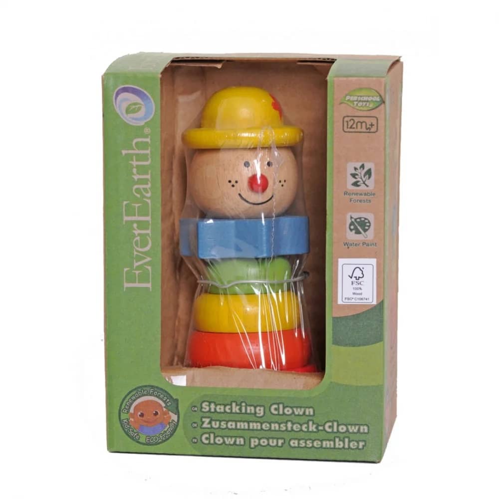 Everearth stapelclown van hout 13 cm groot