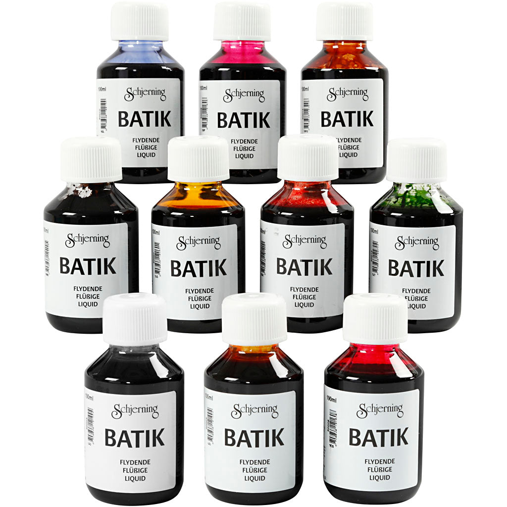 Schjerning batikverf, diverse kleuren, 10x100 ml 1 doos