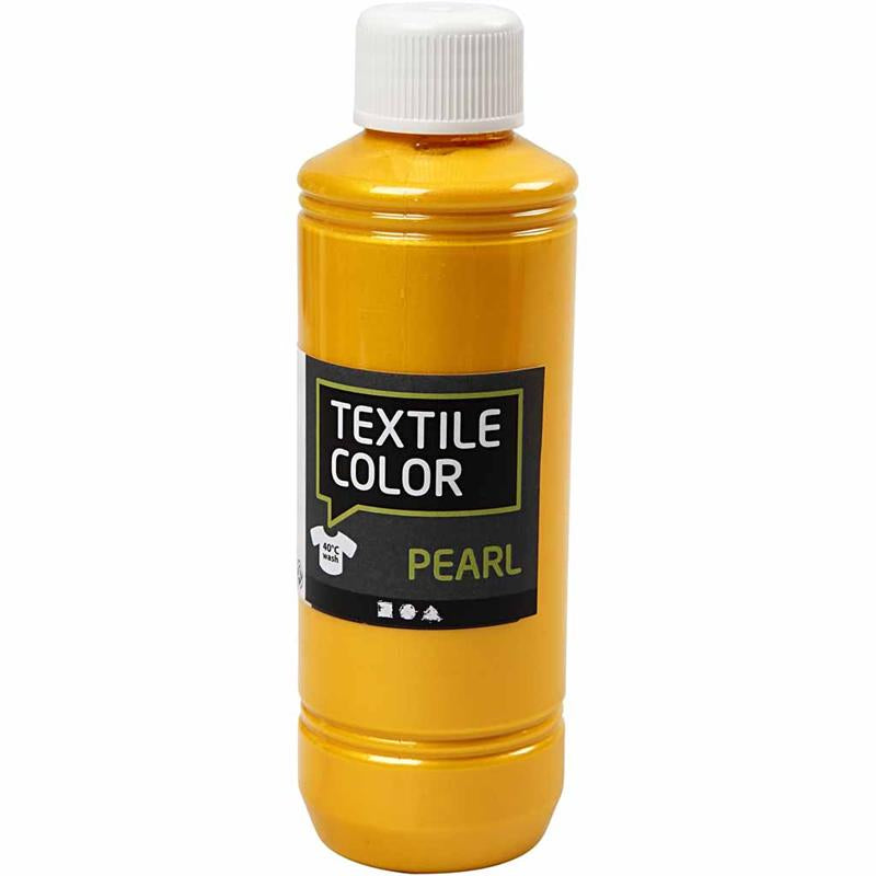 Creativ company textielkleur, parelmoer, geel, 250 ml 1 fles