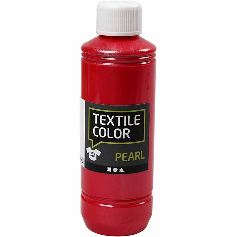 Creativ company textielkleur, parelmoer, rood, 250 ml 1 fles