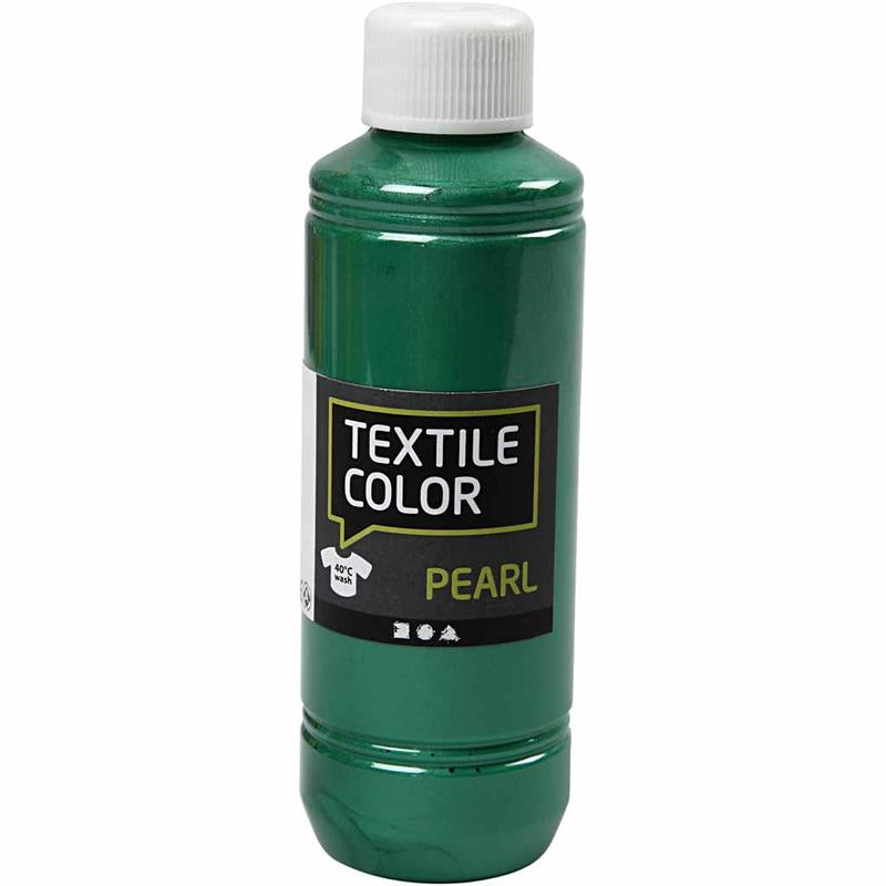 Creativ company textielkleur, parelmoer, groen, 250 ml 1 fles