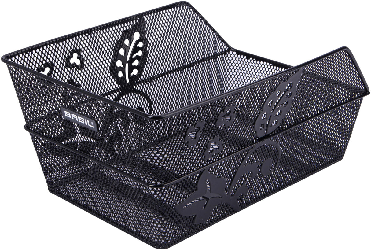 Basil schooltassenmand "cento flower" rear schoolbag basket basil cento flower black