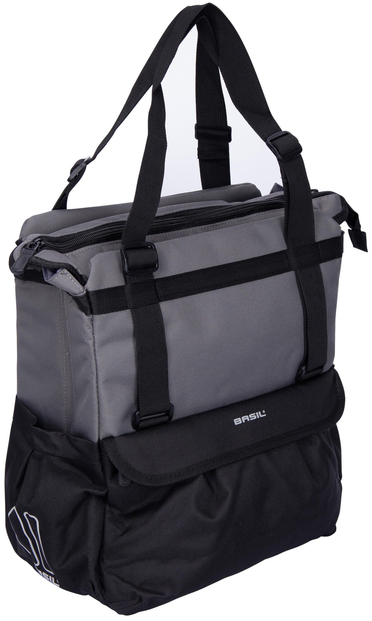 Basil Shopper XL - sportieve en trendy fietstas voor boodschappen en strand, zwart antraciet, 20L