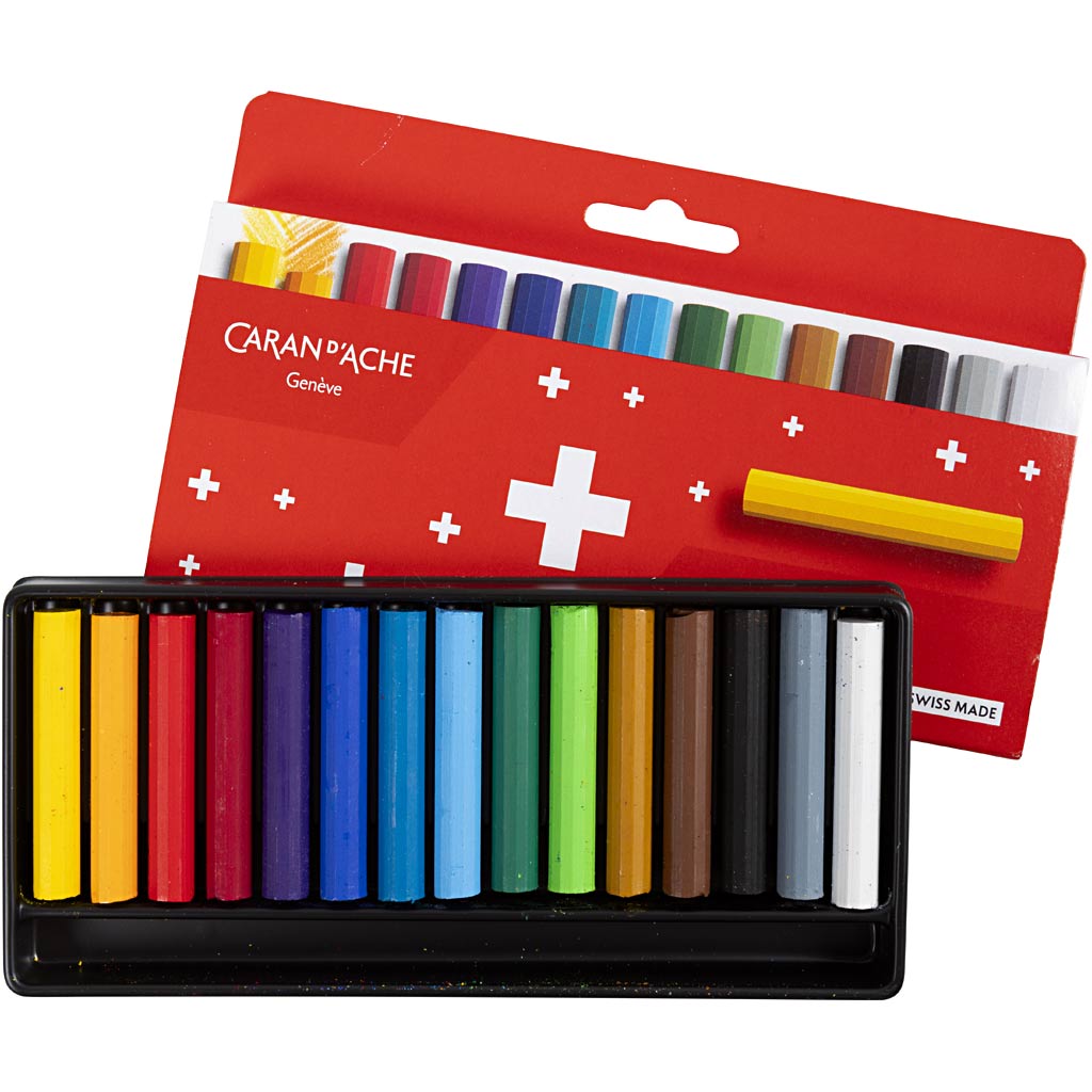 Caran dache caran d’ache neocolor i, junior, l: 5 cm, dikte 8,5 mm, diverse kleuren, 15 stuk 1 doos