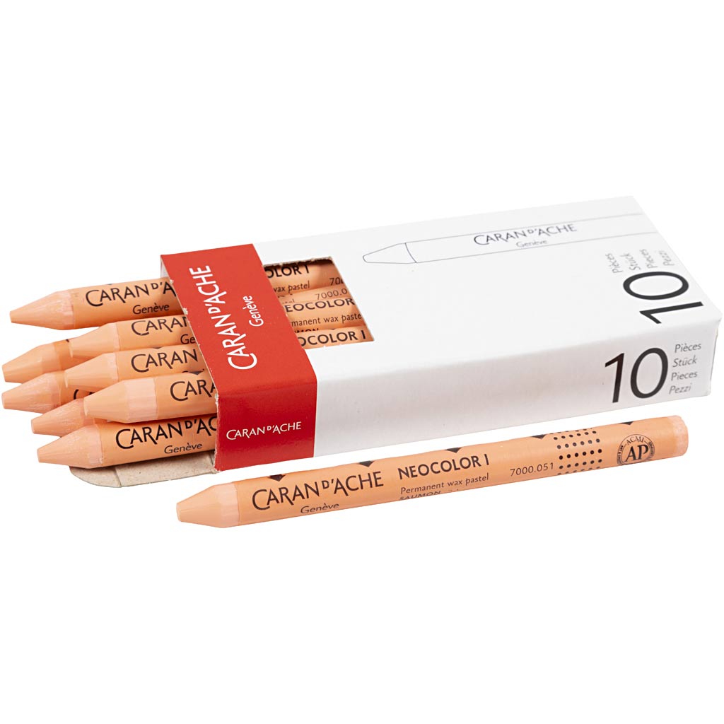 Caran dache caran d’ache neocolor i, l: 10 cm, dikte 8,5 mm, salmon (051), 10 stuk 1 doos