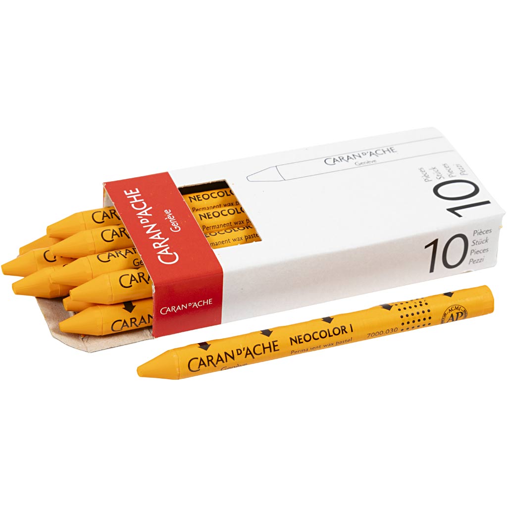 Caran dache caran d’ache neocolor i, l: 10 cm, dikte 8,5 mm, orange (030), 10 stuk 1 doos