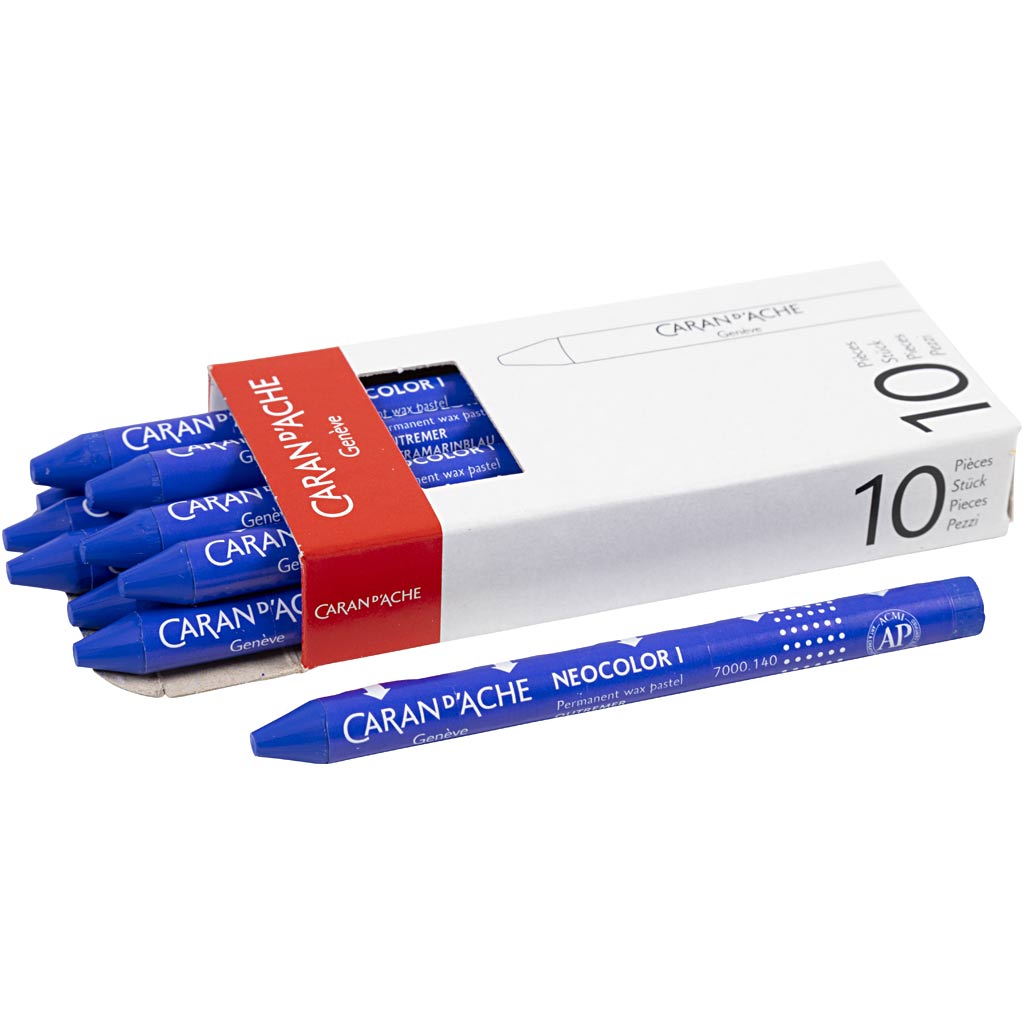 Caran dache caran d’ache neocolor i, l: 10 cm, dikte 8,5 mm, ultramarine (140), 10 stuk 1 doos