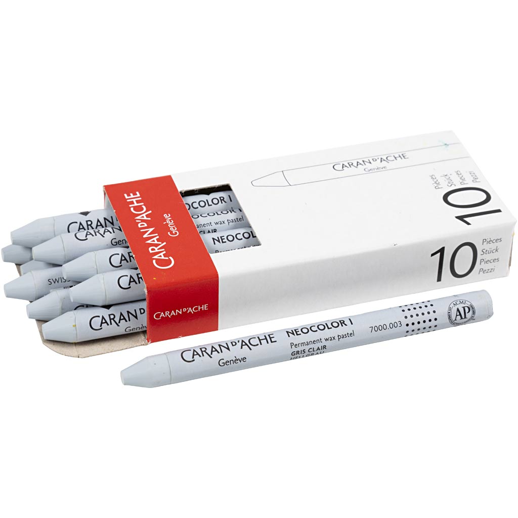 Caran dache caran d’ache neocolor i, l: 10 cm, dikte 8,5 mm, light grey (003), 10 stuk 1 doos