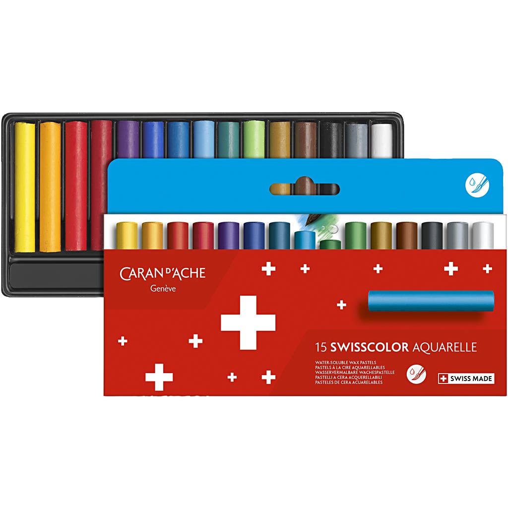 Caran dache caran d’ache neocolor ii, junior, l: 5 cm, dikte 8,5 mm, diverse kleuren, 15 stuk 1 doos
