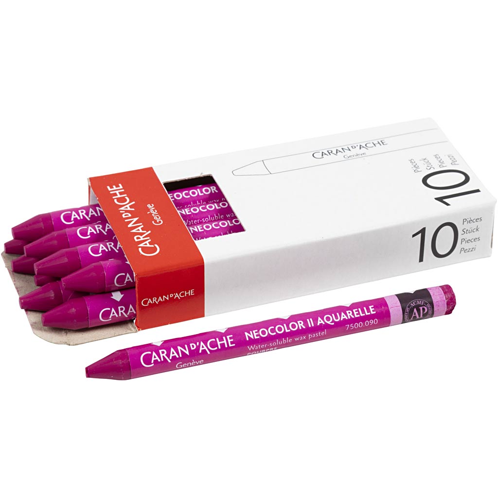 Caran dache caran d’ache neocolor ii, l: 10 cm, dikte 8,5 mm, crimson (090), 10 stuk 1 doos