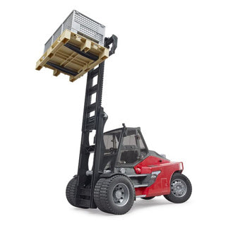 Bruder Linde HT160S heftruck met pallet en 3 palletkooien