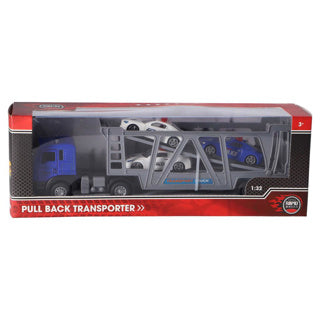 Rapid wheels vrachtwagen pull back diecast met 3 auto's