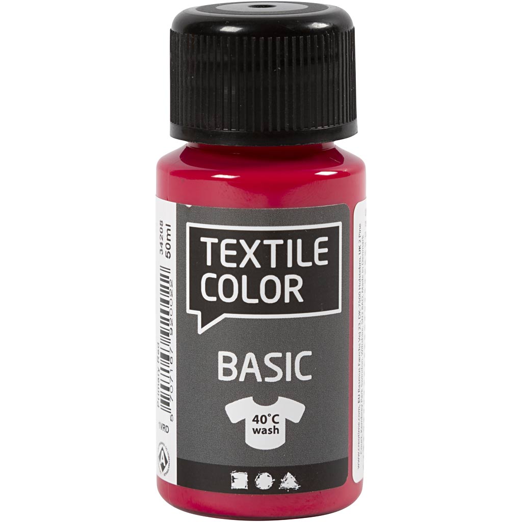 Creativ company textile color semi-dekkende textielverf - primair rood, 50ml