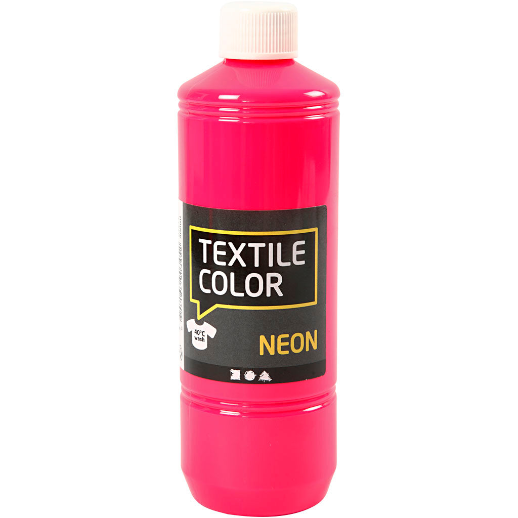 Creativ company textielkleur, neon roze, 500 ml 1 fles