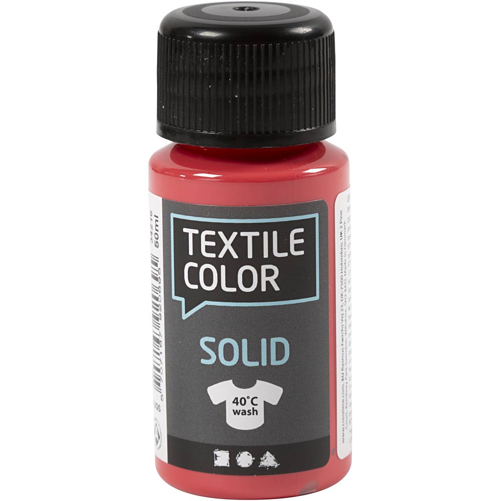 Creativ company textile color dekkende textielverf - rood, 50ml