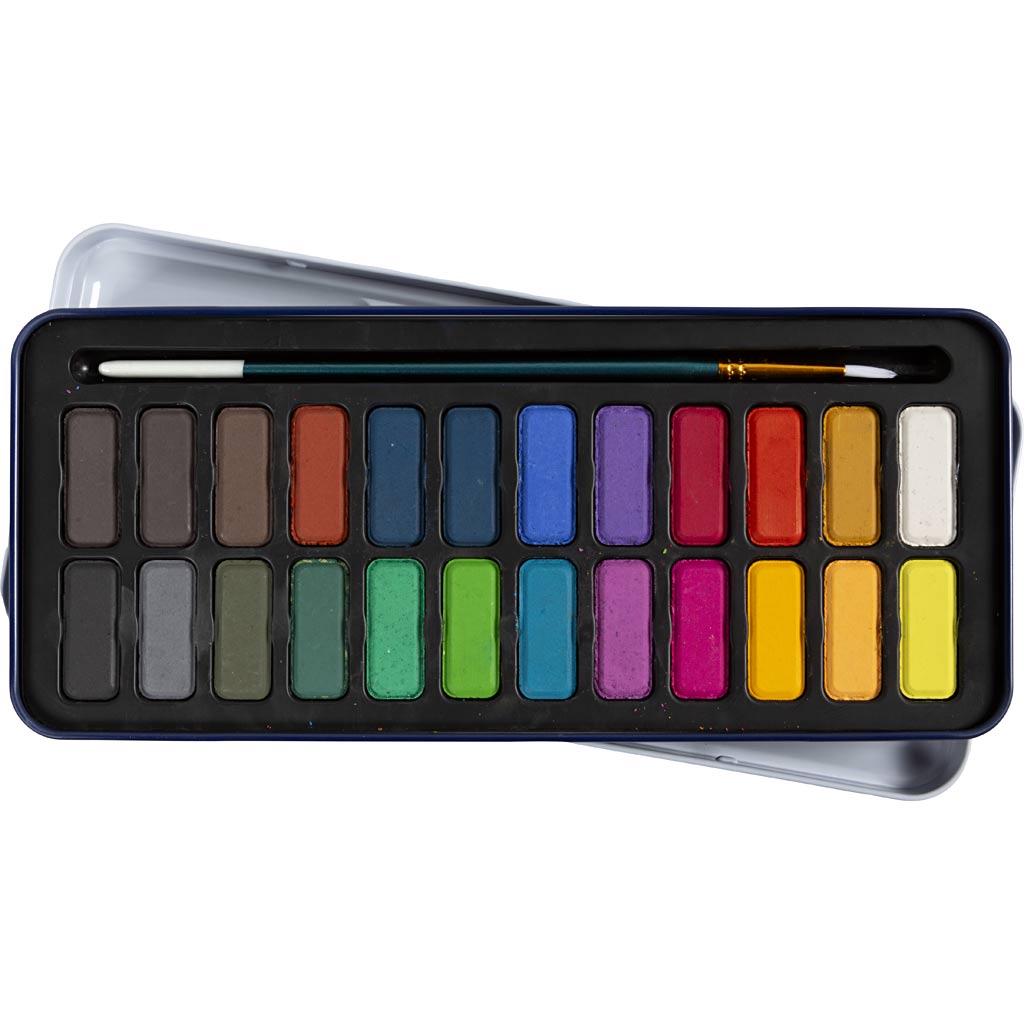 Colortime aquarelset, afm 12x30 mm, diverse kleuren, 24 kleur 1 doos
