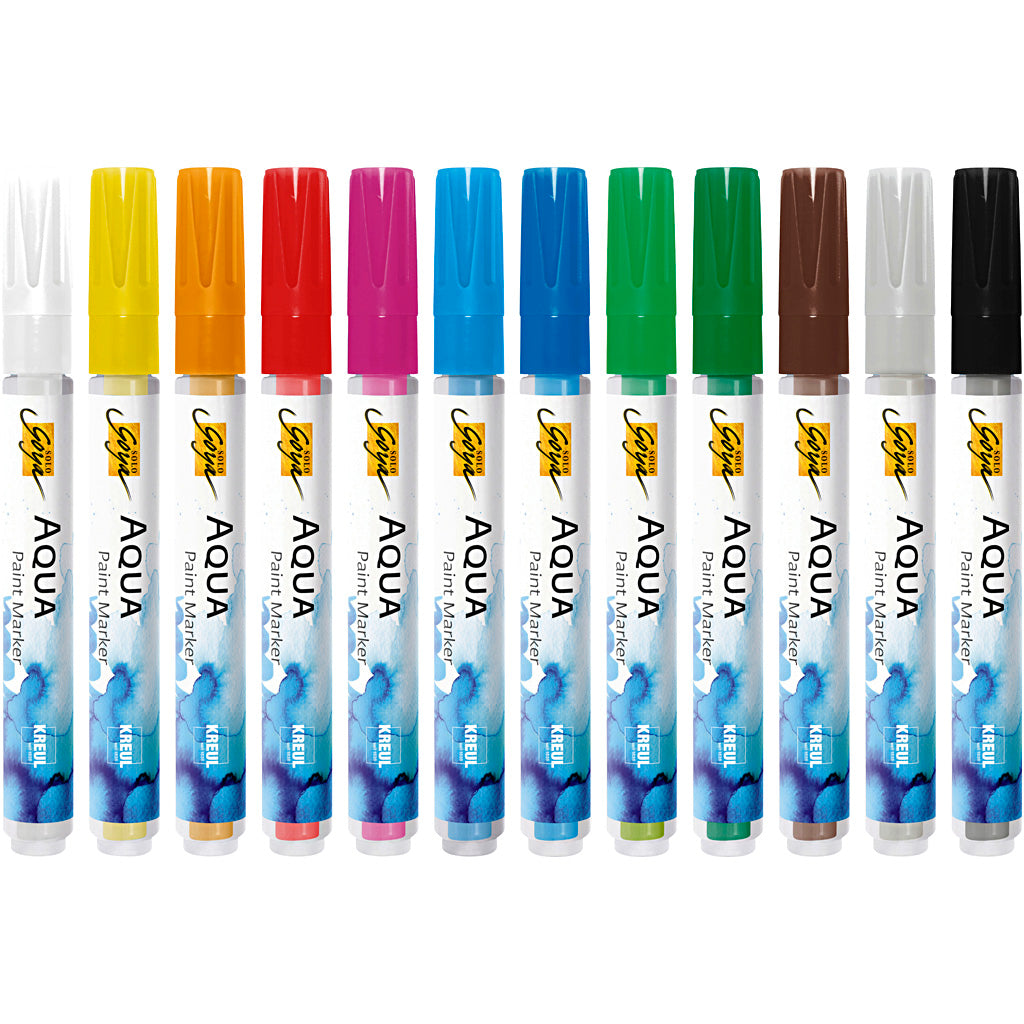 Solo goya aqua paint marker display, diverse kleuren, 12 stuk 1 doos