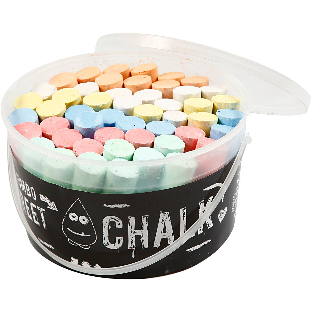 Creativ company stoepkrijt, afm 2,5x12 cm, diverse kleuren, 50 stuk 1 emmer