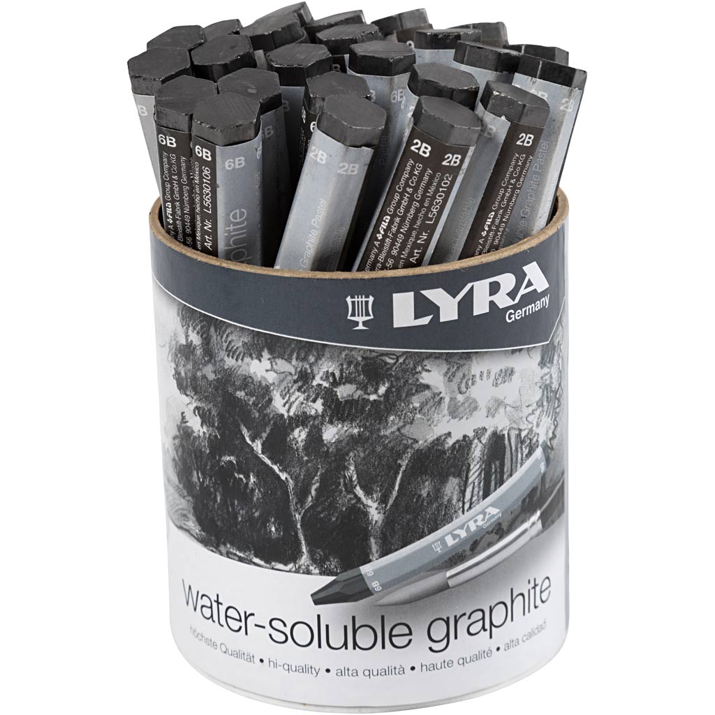 Lyra wateroplosbaar grafisch potlood, l: 6,5 cm, 24 stuk 1 doos