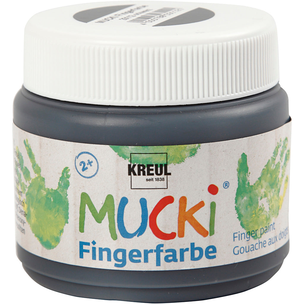 Creativ company mucki vingerverf, zwart, 150 ml 1 doosje