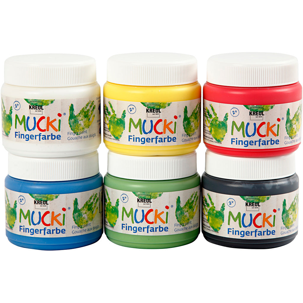 Kreul mucki vingerverf, diverse kleuren, 6x150 ml 1 doos