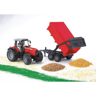 Bruder tractor massey ferguson met aanhanger