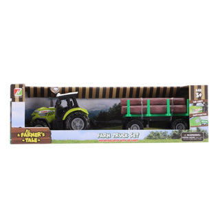 Overige merken tractor met aanhanger met boomstammen licht en geluid