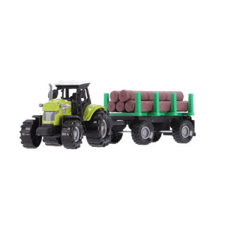 Overige merken tractor met aanhanger met boomstammen licht en geluid