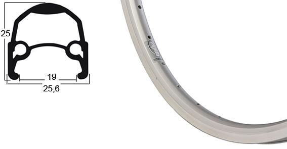 Ryde velg andra 10 rim andra 10 dv 36h 19-622 sil.